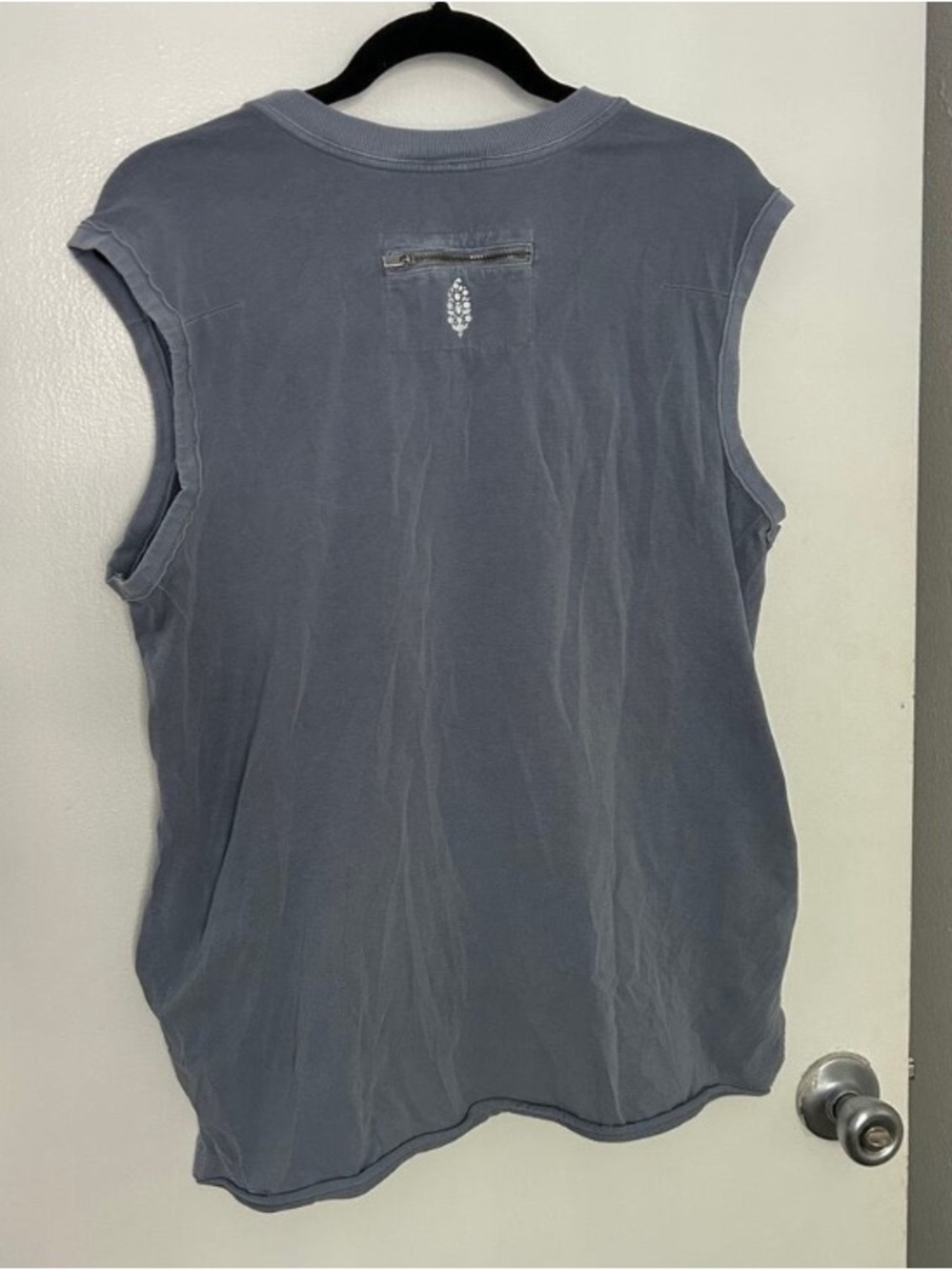 Sleeveless Women's Tank Top in Slate Gray with Back Zip Accent